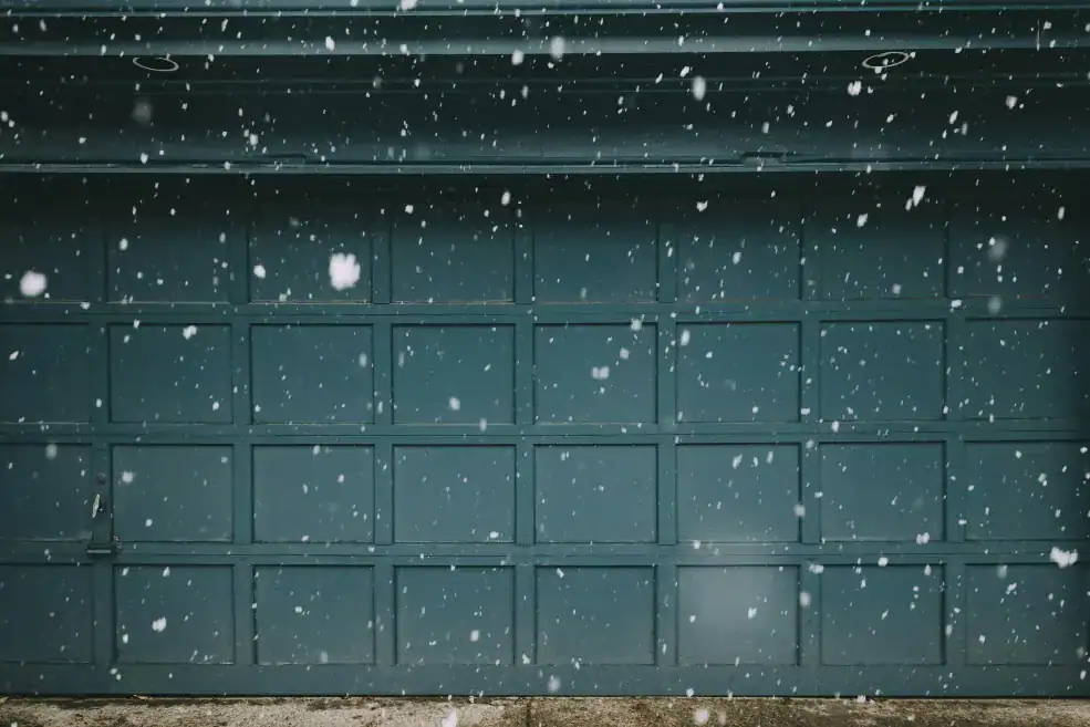 Closed garage door prepared for freezing winter temperatures