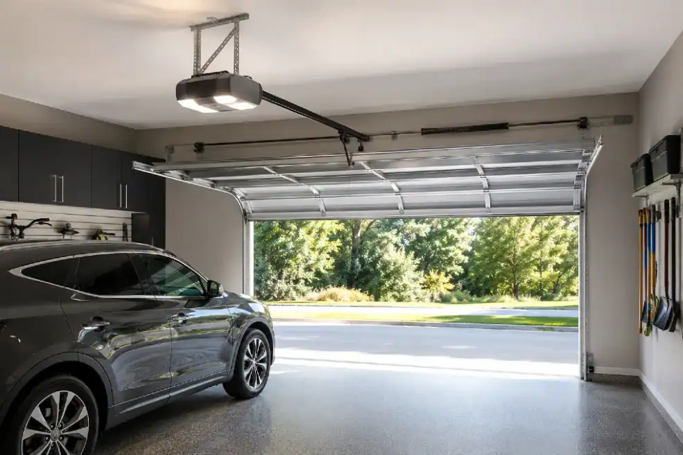 car inside garage with open door