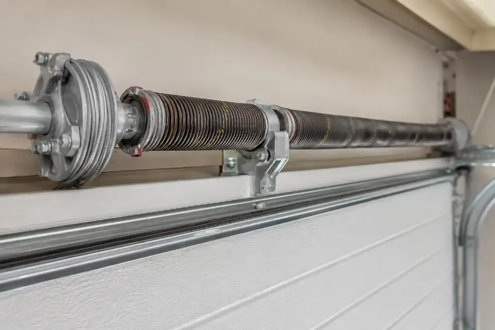 close up of garage torsion spring
