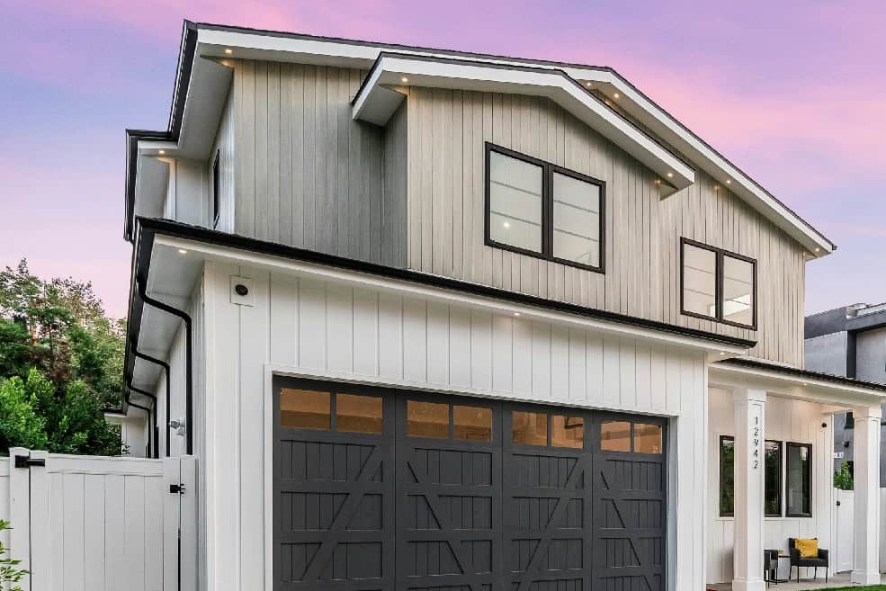 newly painted dark brown garage door