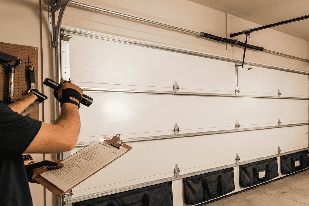 technician checking door's operation